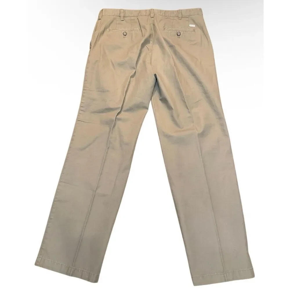 IZOD Saltwater Flat Front Chino Pant Khaki Slim Fit 36X32